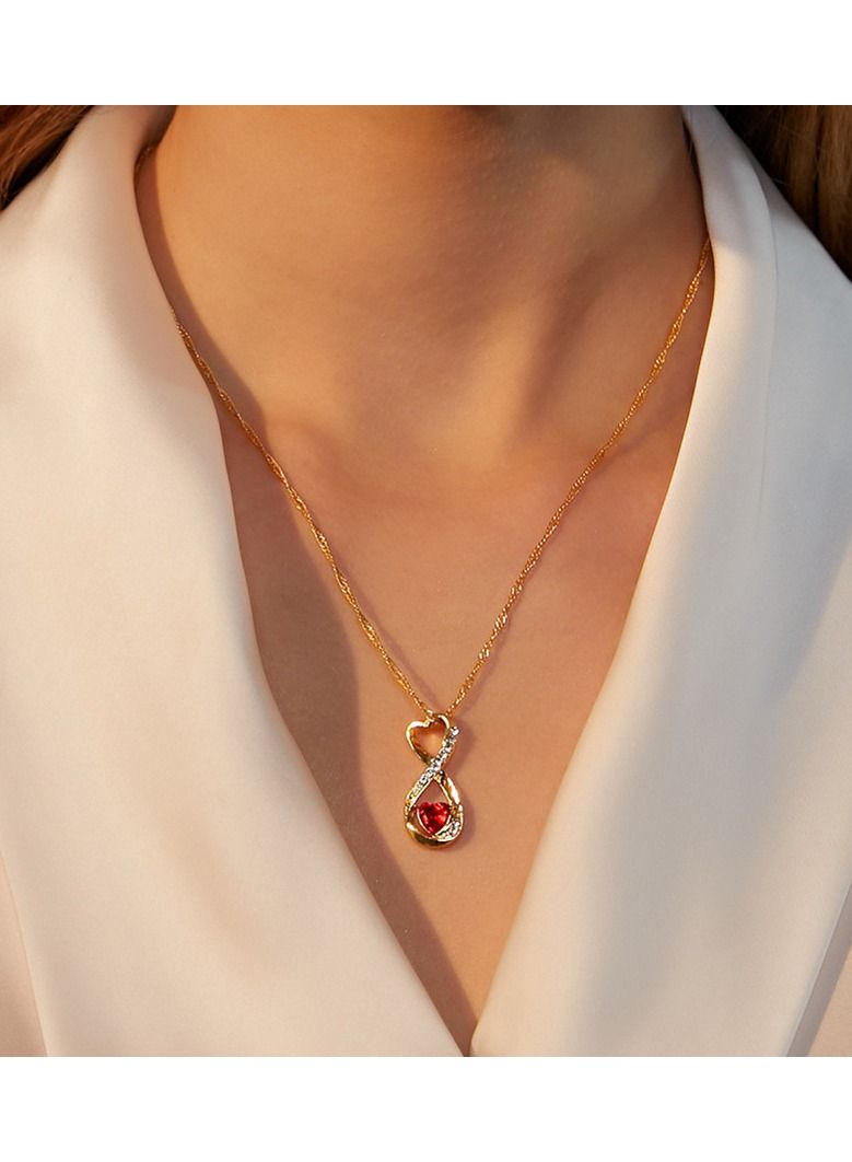 Satinior New Number 8 Metal Crystal Heart Necklace - Image 5