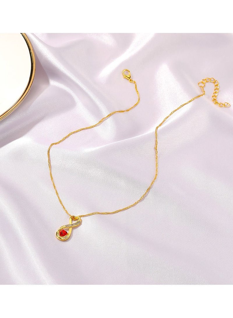 Satinior New Number 8 Metal Crystal Heart Necklace - Image 2