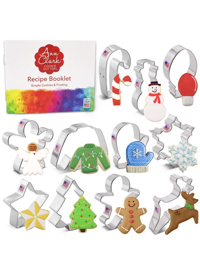 آن كلارك كوكي كاترز مجموعة قوالب بسكويت عيد الميلاد المكونة من 11 قطعة، مصنوعة في الولايات المتحدة الأمريكية من تصميم آن كلارك، رجل خبز الزنجبيل، شجرة عيد الميلاد، عصا الحلوى، الرنة والمزيد - Image 1