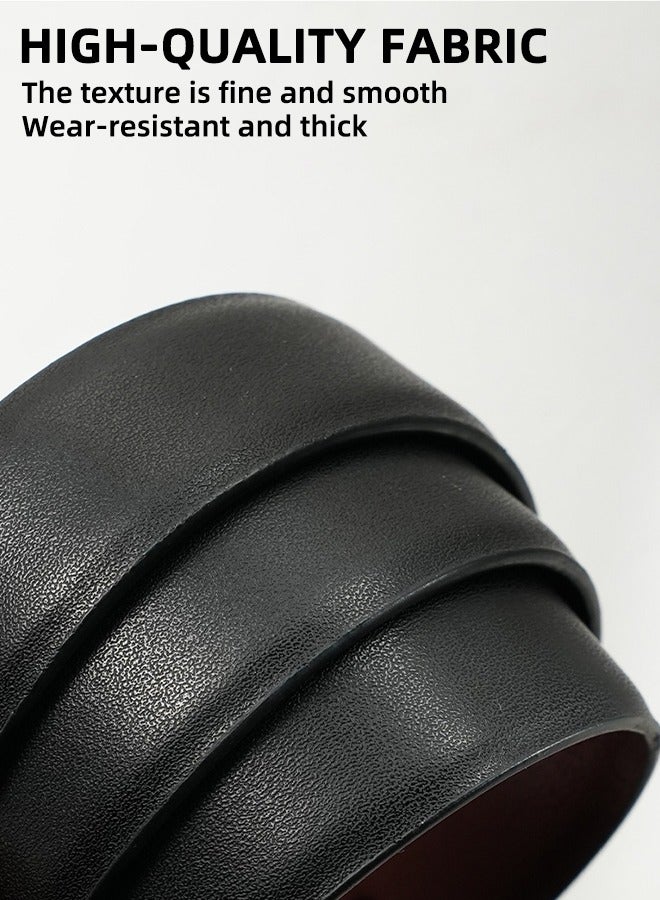 حزام نسائي من الجلد الأصلي مزدوج الجوانب | حزام أسود فاخر بإبزيم ذهبي | حزام قابل للتعديل بطول ١٢٠ سم يناسب البناطيل الرسمية والجينز | إكسسوارات أنيقة بلونين - Image 5