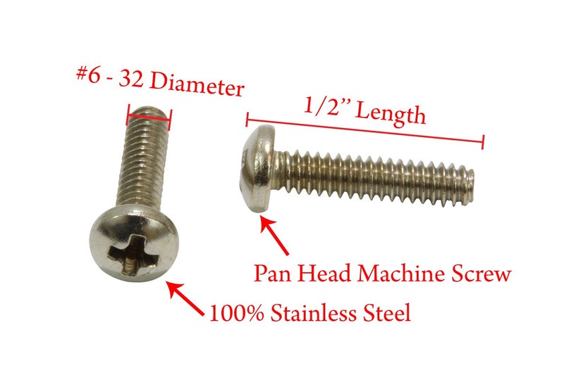 Bolt Dropper #6-32 X 1/2" Stainless Pan Head Phillips Machine Screws (100 pc) 18-8 (304) Stainless Steel Screw by - Image 2