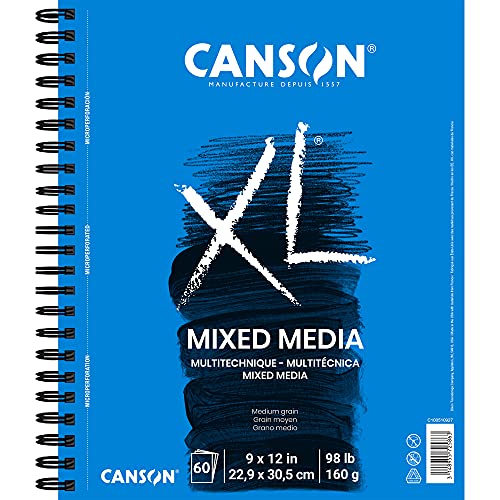 Canson XL Series Mixed Media Pad, Side Wire, 9x12 inches, 60 Sheets – Heavyweight Art Paper for Watercolor, Gouache, Marker, Painting, Drawing, Sketching - Image 1