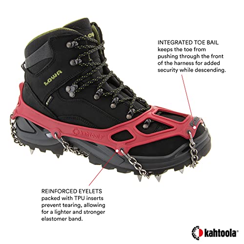 Kahtoola MICROspikes Footwear Traction for Winter Trail Hiking & Ice Mountaineering - Red - Large - Image 3