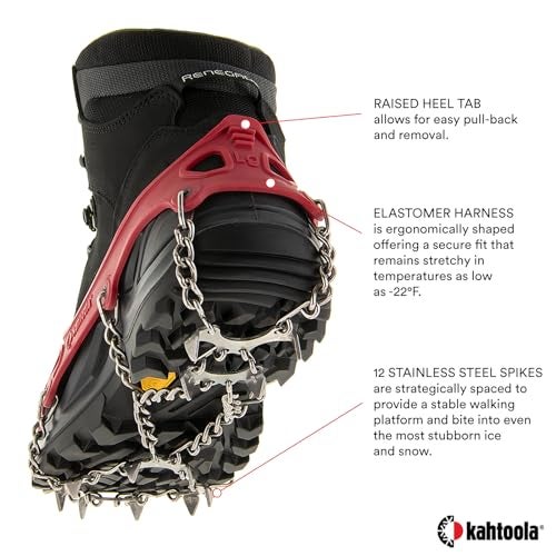 Kahtoola MICROspikes Footwear Traction for Winter Trail Hiking & Ice Mountaineering - Red - Large - Image 4