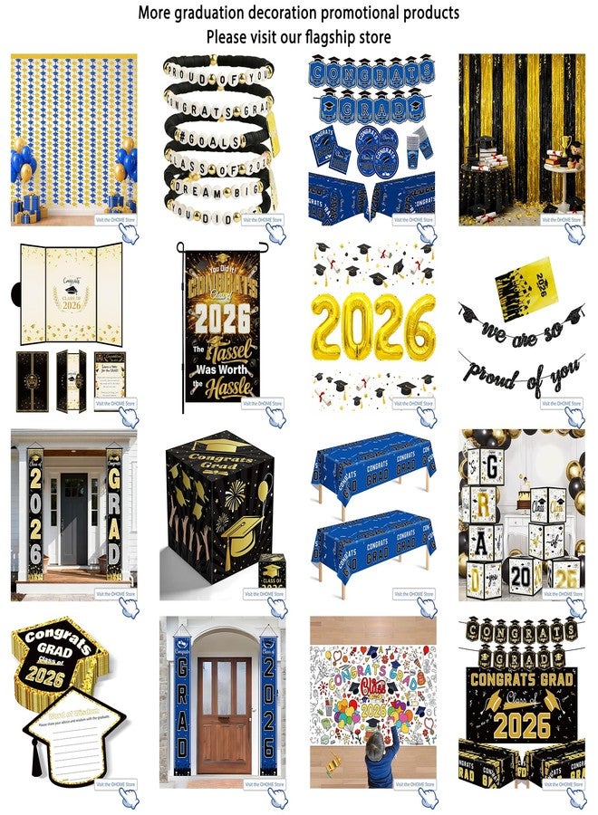 OHOME 8 Pack Graduation Decorations 2026 - Black Gold Balloon Boxes for Class of 2026 Party Favors Supplies - Graduation Party Decorations 2026 Yard Signs Banner Backdrop Decor (Black) - Image 2