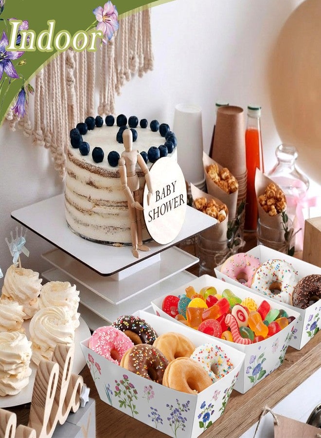 Funnymoom 100 Pcs Wildflower Paper Food Trays Floral Food Serving Trays 4.13 x 2.2 Inches Disposable Vintage Nacho Boat for Spring Birthday Flower Baby Shower Bridal Wedding Tea Party Supplies - Image 4