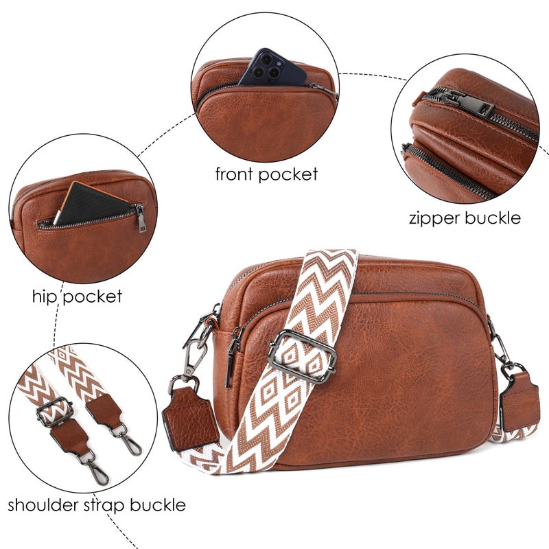 TANTOMI Small Crossbody Bag for Women, Vegan Leather Shoulder Bags for Women, Travel Purse with Adjustable Shoulder Strap - Image 4