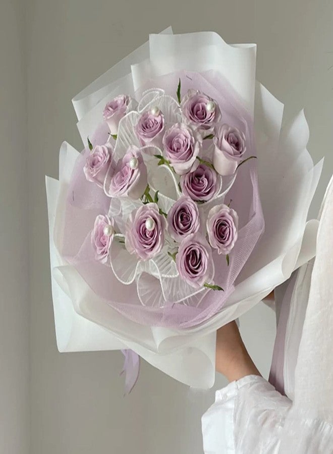 BBJ WRAPS White Flower Wrapping Paper, Korean Wrapping Paper, Waterproof Floral Bouquet Wrapping Paper Korean Florist Packaging Supplies 20 Counts (white - Image 4