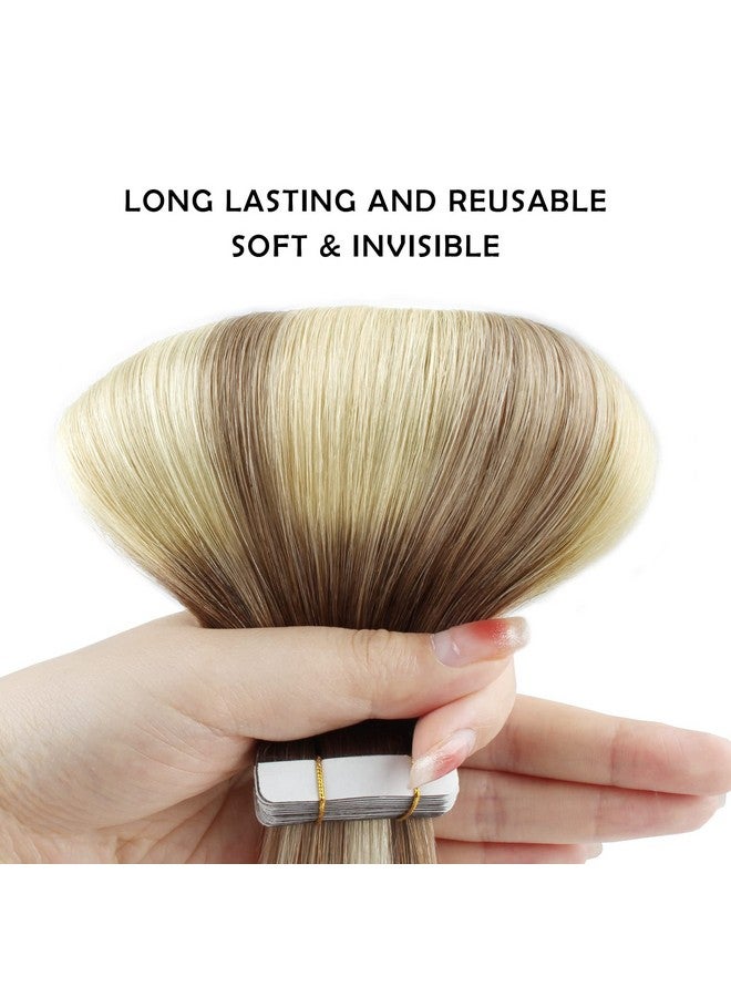 Sassina 16 Inch Invisible Tape In Hair Extensions Human Hair Rooted Brown To Blonde Real Hair Extensions Tape In Double Side Glue In Real Hair Extensions 50G 20Pcsper Set R38P613 - Image 5