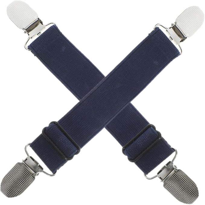 Motorcycle Riding Pants Fixing Clip Straps Dark Blue Trouser Leg Fasteners - Image 1