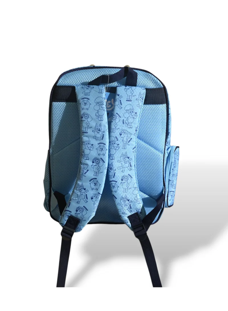 BLUEY Bluey Kids Backpack 16", Light Blue Character Design, School Bag with 3D Features