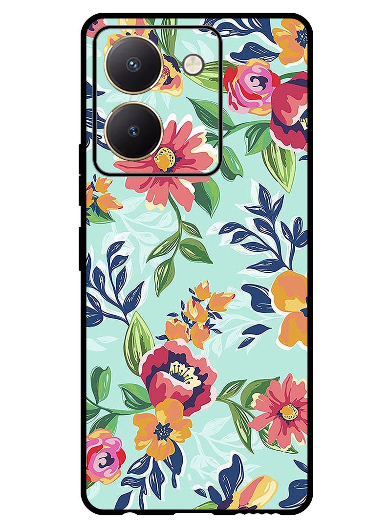 Theodor Protective Case Anti Scratch Shock Proof Bumper Cover For Vivo Y77t Paint Flowers - Image 1