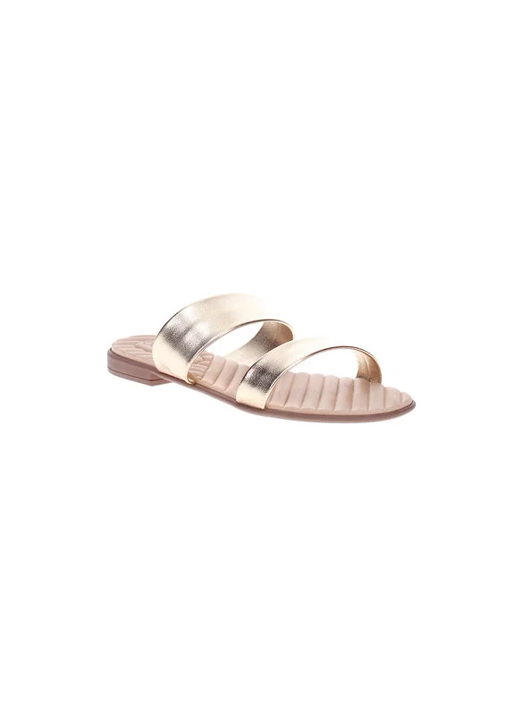 بيرا ريو Beira Rio Ladies Flat Sandals Golden | Made In Brazil