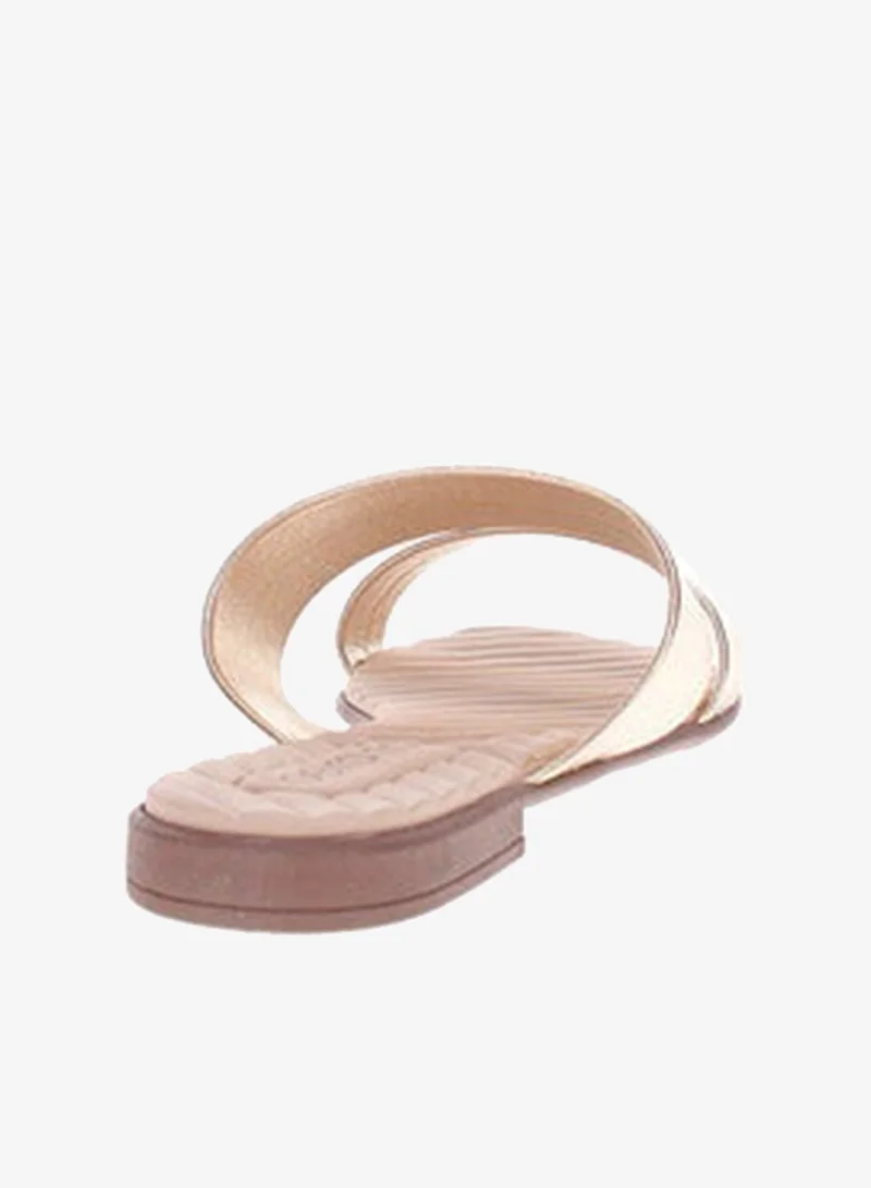 Beira Rio  Beira Rio Ladies Flat Sandals Golden | Made In Brazil for Women | Best Price UAE