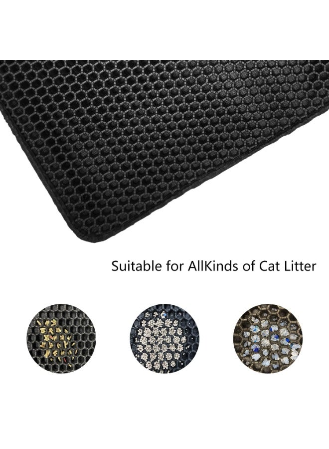 Generic Cat Litter Mat, 18×24 Inch Litter Trapping Mat for Cat Sand Litter Box Honeycomb Double Layer Design Waterproof Litter Mat, Washable Pet Bed, BLACK  - Image 2