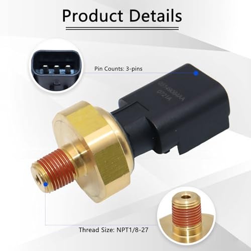 KEJSTED Engine Oil Pressure Sensor Sender Switch 5149062AA Compatible with Chrysler 200 Aspen Pacifica Jeep Grand Cherokee Dodge Magnum Avenger Ram 1500 2500 3500 05149062AA 5149064AA 5149062AB - Image 2