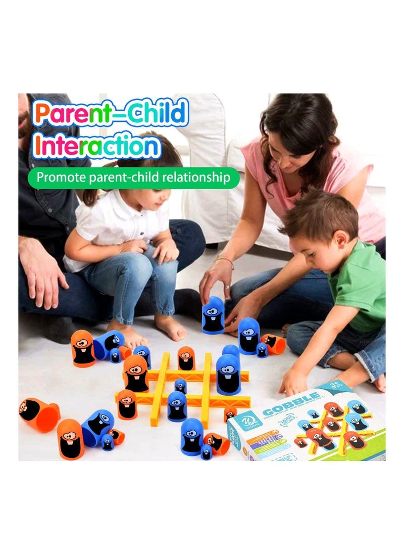 SYOSI - Big Eat Small Tic Tac Toe Game Set, Board Game Indoor Surprise Tic Tac Toe Tic Tac Toe Big Eat Small Game Parent-Child Interactive Board Game Portable Travel Toy for Children Kids - Image 1