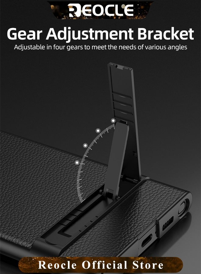 REOCLE Samsung Galaxy S23 Serious Case with Kickstand Ultra-thin Plain Leather Anti-fall Mobile Phone Case for Galaxy S23 Series - Image 5