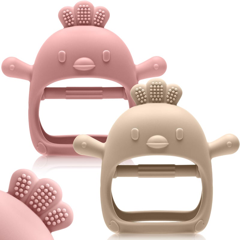 TOHIBEE 2 Pack Easter Baby Teething Toys for 06 612 Months Never Drop Infant Teether Teething Mitten Toys for 3 6 9 12 Months Newborn Easter Basket Stuffers Gifts for Baby Boys Girls - Image 3