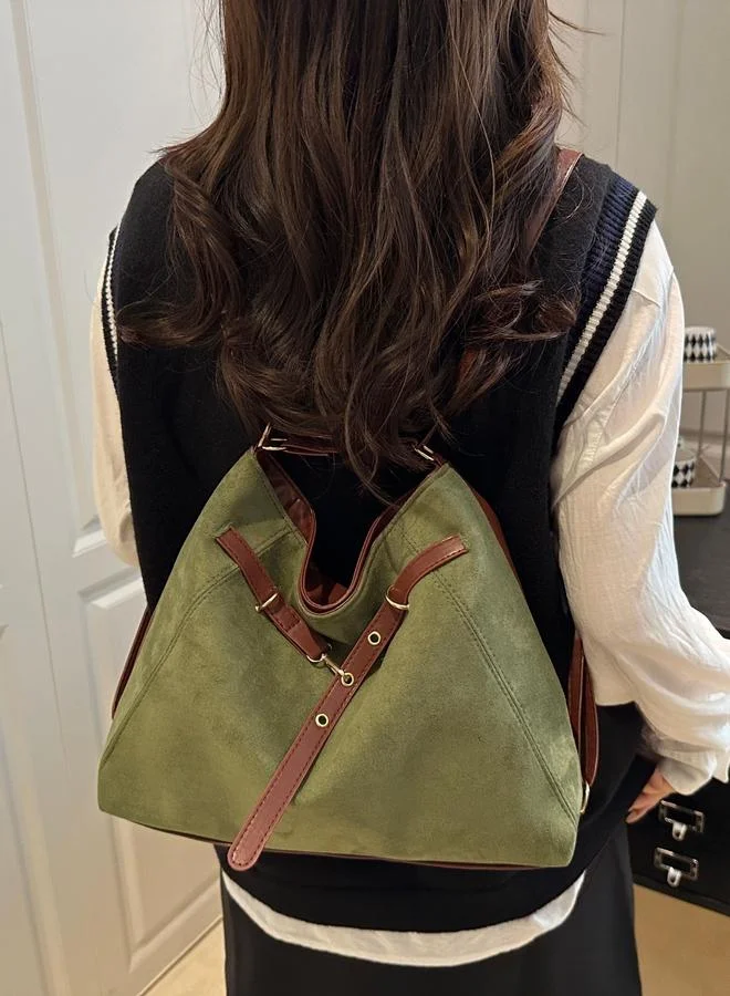 Take Two Green Shoulder Bag with Belt Strap Detail
