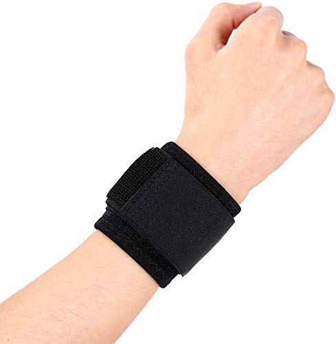 PRO GYM 2 Pieces Wrist Compression Strap and Sports Wristband for Fitness, Weightlifting, Tendonitis, Carpal Tunnel Arthritis, Anywhere Wrist Pain Relief, Unisex, Adjustable - Image 1