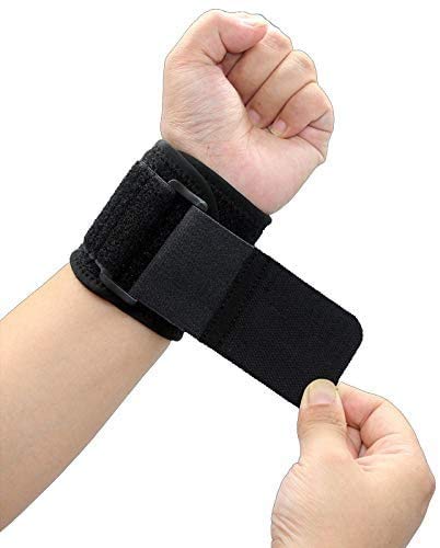 PRO GYM 2 Pieces Wrist Compression Strap and Sports Wristband for Fitness, Weightlifting, Tendonitis, Carpal Tunnel Arthritis, Anywhere Wrist Pain Relief, Unisex, Adjustable - Image 2