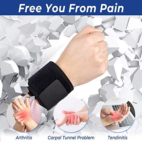 PRO GYM 2 Pieces Wrist Compression Strap and Sports Wristband for Fitness, Weightlifting, Tendonitis, Carpal Tunnel Arthritis, Anywhere Wrist Pain Relief, Unisex, Adjustable - Image 5