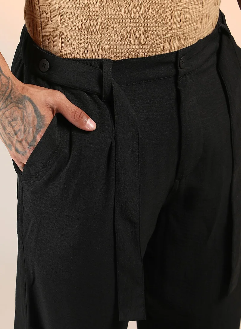 Campus Sutra  Lightweight - Tapered Pleated Trousers for Men | Best Price UAE