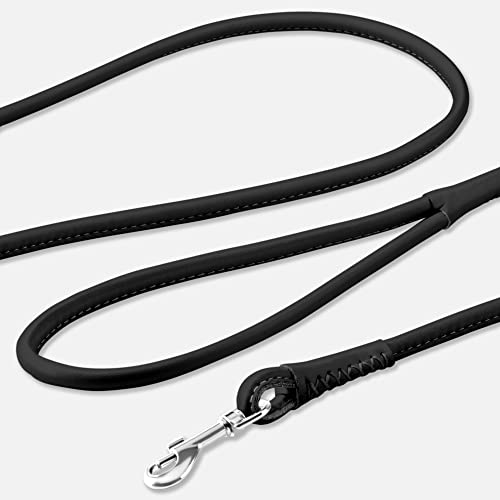 CollarDirect Rolled Leather Dog Leash 6ft, Soft Training Leather Dog Leash for Puppy and Grown Dog Small Medium Large Black Blue Red Orange Green Pink White (Black, Size XL 6ft) - Image 2