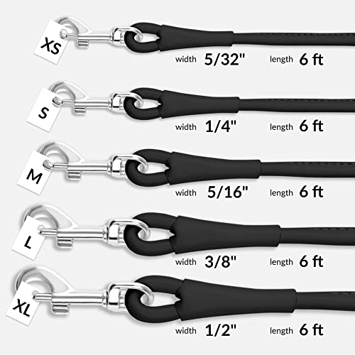 CollarDirect Rolled Leather Dog Leash 6ft, Soft Training Leather Dog Leash for Puppy and Grown Dog Small Medium Large Black Blue Red Orange Green Pink White (Black, Size XL 6ft) - Image 3