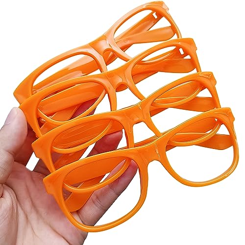 EaciTown 12 Pack Costume Glasses Neon Frame Only No Lens Glasses for Halloween Decor Birthday Party Favors (Orange) - Image 3