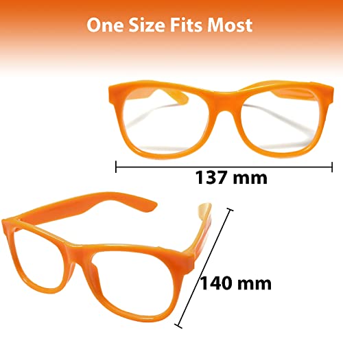 EaciTown 12 Pack Costume Glasses Neon Frame Only No Lens Glasses for Halloween Decor Birthday Party Favors (Orange) - Image 2