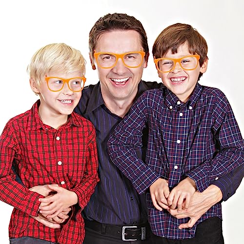 EaciTown 12 Pack Costume Glasses Neon Frame Only No Lens Glasses for Halloween Decor Birthday Party Favors (Orange) - Image 5