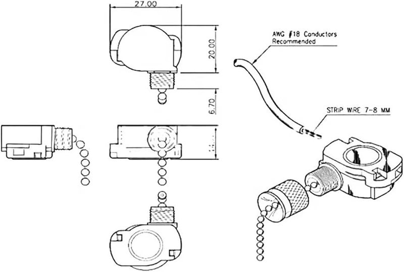 Ceiling Fan Light Pull Chain Switch 3A 250VAC 6A 125VAC On Off 2 Position - Image 5