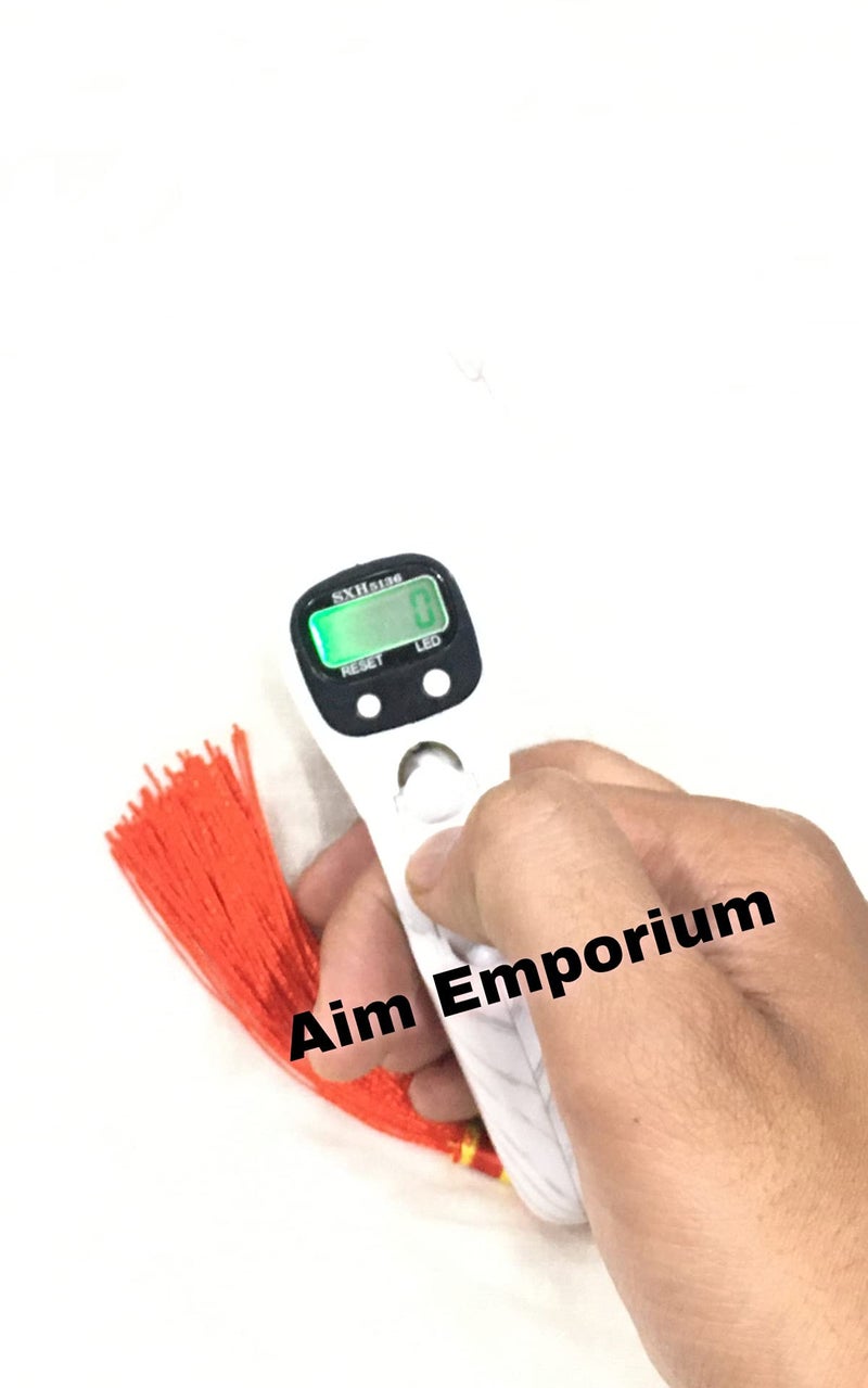 Aim Emporium Digital Hand Tally Counter with Led Light Finger Ring Digital Electronic Head Count, Japa Counter Counting Machine Color White - Image 3