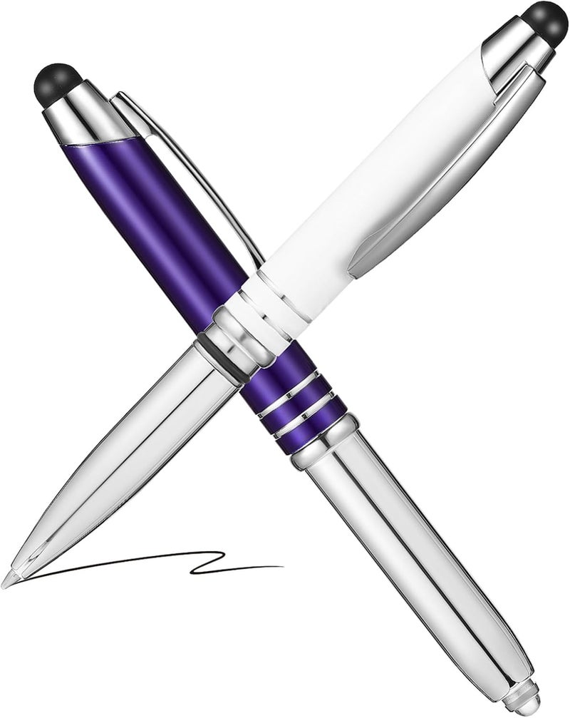 DOITOOL 2Pcs Touch Pens with LED Flashlight Ballpoint and Touch Screen Stylus for Smooth Writing Professional Look Any Occasion - Image 1