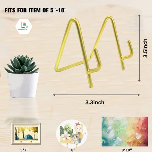 CURATED CART 2 Pack 3.3 Inch Display Stands Gold Plate Stands Metal Frame Holder Stand for Picture, Decorative Plate, Photo Easel, Artistic Work Display Stand, Picture Frames -2pc (3.3 Inch (2 Pc)) - Image 2