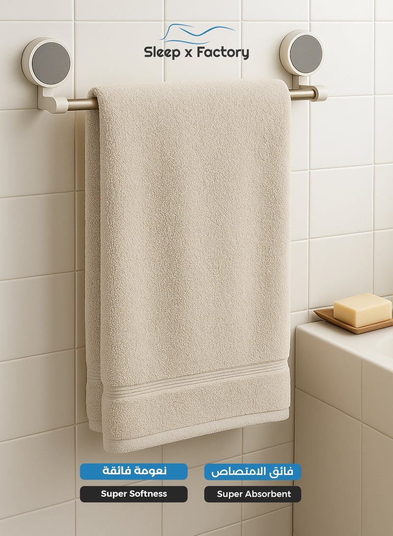 Sleep x Factory Off-White Bath Towel – 100% Cotton, Ultra Soft & Absorbent – 70x140 cm - Image 4