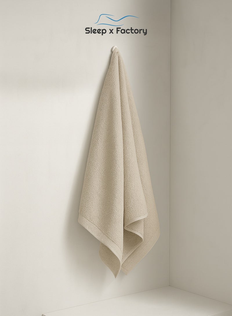Sleep x Factory Off-White Bath Towel – 100% Cotton, Ultra Soft & Absorbent – 70x140 cm - Image 1