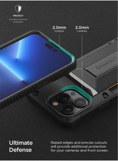 VRS Design Damda Glide Hybrid iPhone 14 Pro Max Case Cover Wallet with Semi Automatic Credit Card Holder Slot (3-4 Cards) & Kickstand - Black Groove  - Image 2