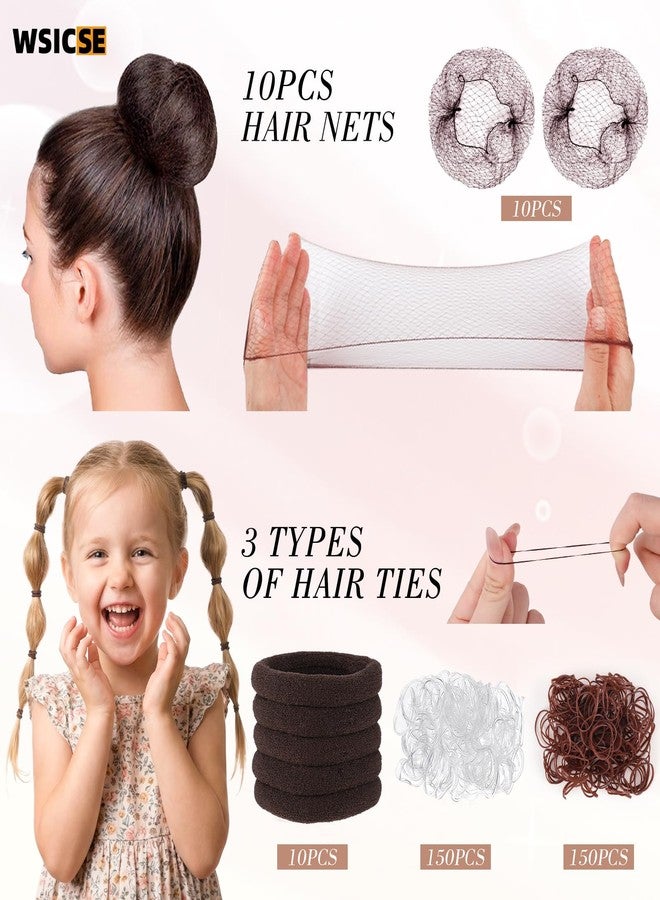 WSICSE 570PCS Brown Bobby Pins for Women, Hair Pins Kit with Hair Nets for Buns, 2 & 2.4Inch U-shaped Bobby Pins Bulk for Wedding Bridal Styling with Storage Box, French Hair Pin Clips Hair Accessories - Image 5