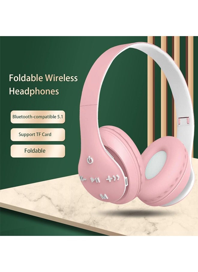 MIQIA ST93 Wireless Bluetooth Headphones Adjustable Foldable,ABS Bluetooth Compatible 5.1 Macaron Headsets,Support TF Card for Sports Pink  - Image 2