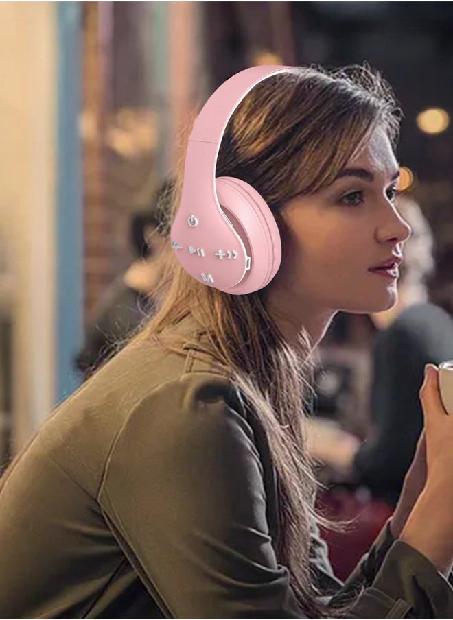 MIQIA ST93 Wireless Bluetooth Headphones Adjustable Foldable,ABS Bluetooth Compatible 5.1 Macaron Headsets,Support TF Card for Sports Pink  - Image 3