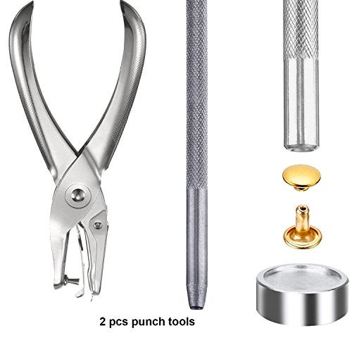 Bememo 240 Set Leather Rivets Double Cap Rivet Tubular Metal Studs 2 Sizes with Punch Pliers and 3 Pieces Setting Tool Kit for Leather Craft Repairs Decoration, 4 Colors - Image 5