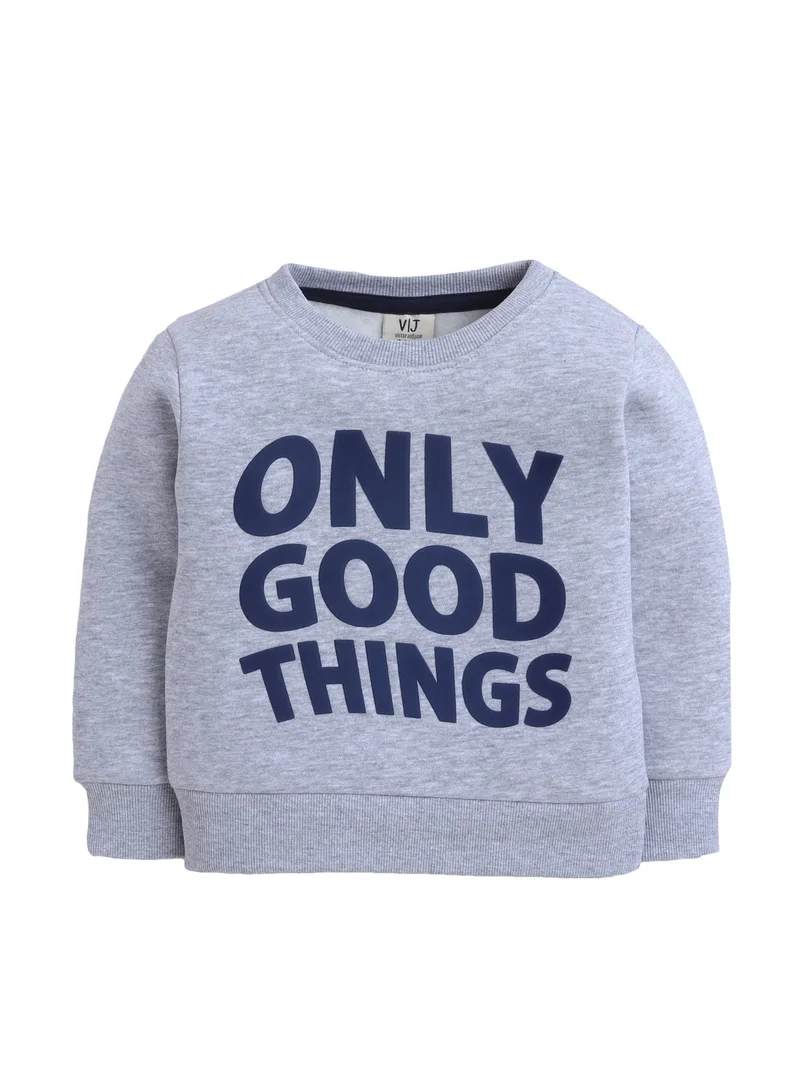 victor and jane Boys' Light Grey "Only Good Things" Graphic Sweatshirt