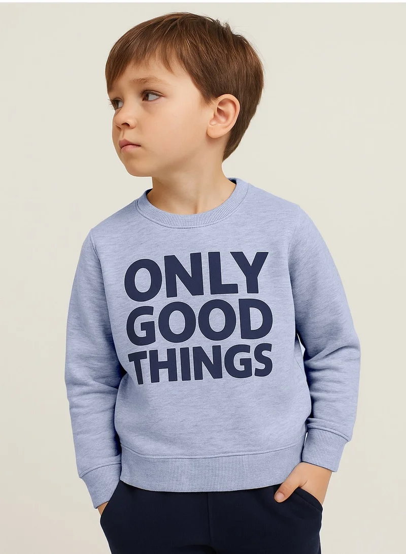 victor and jane Boys' Light Grey "Only Good Things" Graphic Sweatshirt