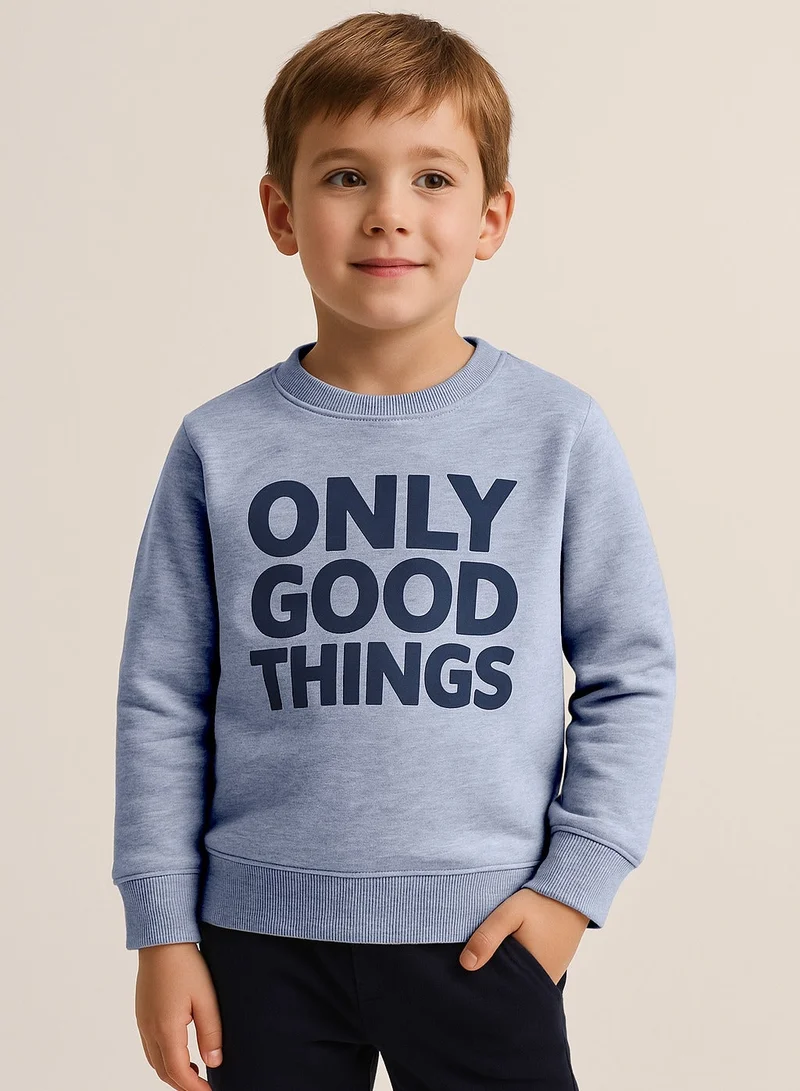 victor and jane Boys' Light Grey "Only Good Things" Graphic Sweatshirt