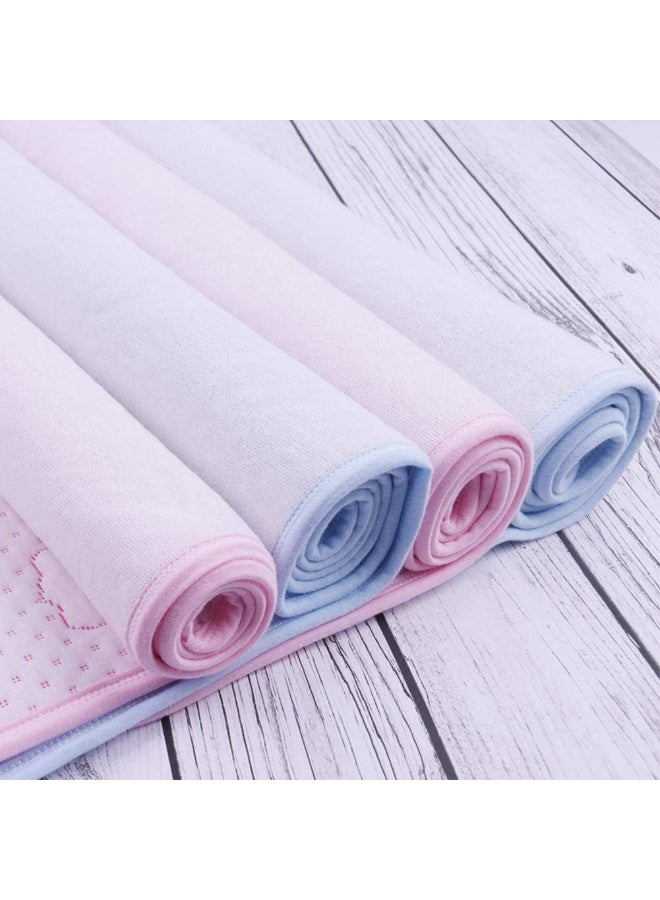Monvecle 2pcs Pack Baby Infant Waterproof Cotton Changing Pads Washable Resuable Diapers Liners Mats, Pink Bear-2pcs Medium 28" x 20" - Image 2