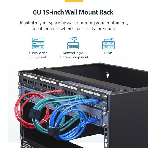Startech.com StarTechcom 6U Wall Mount Network Rack 14 Inch Deep Low Profile 19 Patch Panel Bracket for Shallow Server and IT Equipment Network Switches 44lbs20kg Weight Capacity Black WALLMOUNT6 - Image 3