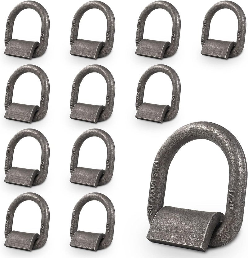 AYMMIC 1/2" Heavy Duty Weld-On Forged D Ring with Welding Clips - 12 Pack - Image 1
